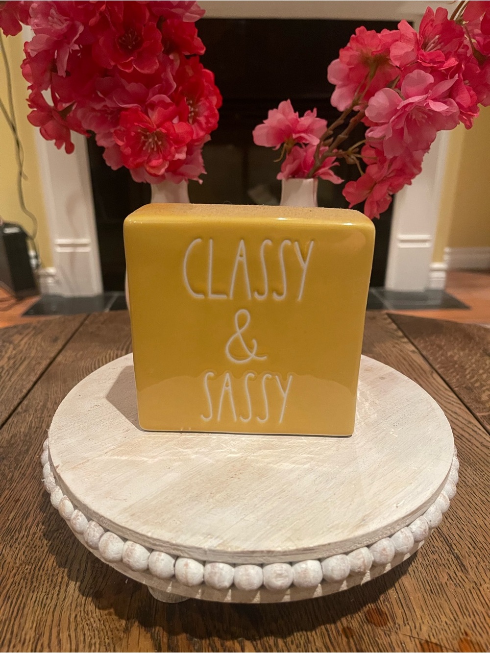 Rae Dunn Classy & Sassy Yellow Ceramic Decorative Block - Home Party Accent